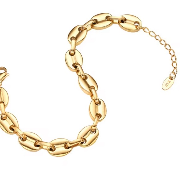 Gold Chunky Chain Bracelet– Statement Link Jewelry - Picture 3 of 4